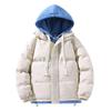 Chaqueta con capucha de dos piezas falsa de alta calidad para hombre, nueva chaqueta de invierno 2024, holgada y cálida, acolchada de algodón, chaqueta acolchada de algodón para pareja