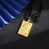 Collar Colgante Tradicional de Guan Gong Chapado en Oro con Diseño de Guan Yuangchang, Estilo Audaz para Hombres, Cadena de Cuerda Negra, Venta al por Mayor de Fábrica, Artículo Popular para Transmisiones en Vivo