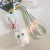 Colgante de Gato Blanco de Cuerpo Completo con Ojos Grandes Lanyard para Teléfono Móvil Correa Corta para Muñeca Colgante de Bolso Funda para Teléfono Móvil Bolso de Hombro Universal