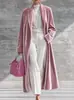2026 Venta Caliente Transfronteriza Otoño/Invierno TikTok Abrigo Largo de Terciopelo para Mujer con Acabado de Alta Gama, Cuello Solapa, Chaqueta Larga de Terciopelo hasta la Rodilla