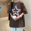 Camiseta Pesada Tendência Estilo Hong Kong para Homens, Moda Ins de Verão, Top Solto Oversized de Manga Curta em Algodão Puro High Street Europeu e Americano