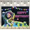 Amazon Buzz Lightyear Fondo de Cumpleaños Tela Decoración Fiesta de Cumpleaños Suministros Biografía de Lightyear Banner de Foto Fondo