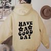Moletom com Ombro Cruzado para Mulheres Comércio Exterior Transfronteiriço Moda Outono Europeia e Americana com Letras GOOD DAY Moletom com Capuz