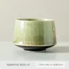 Taza Maestro Redonda de Boca Ancha Estilo Chino de Alto Pie con Flor de Hielo de Cristal que Cambia de Color para Uso Doméstico, Juego de Té de Cerámica Kung Fu, Taza de Cata de Té, Tazón de Té