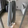 Calça casual de corte solto e perna larga com estilo descontraído, nova calça de outono e inverno de cintura alta com caimento amplo e perna larga, calça casual forrada com fleece e comprimento até o chão para pessoas baixinhas