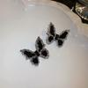 Brincos de borboleta quadrados com alfinete de prata e diamante, brincos plissados, brincos de vento frio, brincos de joia da moda, atacado de alta qualidade