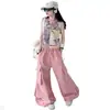 Calças Cargo Rosa para Meninas, Novo Estilo Primavera/Verão 2026, Calças de Início de Primavera para Crianças, Calças Largas da Moda para Meninas Mais Velhas