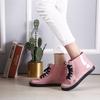 Botas de lluvia de moda de corte bajo para niñas, botas de lluvia cortas planas de color sólido con cordones, zapatos para el agua para estudiantes, botas de agua, zapatos de goma impermeables al por mayor