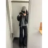 Cardigan de Punto Gris con Capucha y Cremallera Estilo Perezoso Top Elegante para Mujer Otoño e Invierno Nuevo Estilo Suéter con Cremallera de Manga Larga