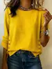 2026 Amazon Europa Transfronterizo Verano Nuevo Ropa de Mujer Camiseta Color Sólido Cuello Redondo Casual Holgada Algodón Lino Top Mujer