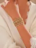 Pulsera de Corazón de Perlas Rojas Multicapa Best-Seller Europeo y Americano con Perlas CCB para el Día de San Valentín Apilable Moda Versátil Set de 5 Piezas Pulsera