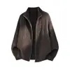 Suéter de punto con cremallera estilo retro americano Hanlu con nudo de trigo para hombre, chaqueta cárdigan casual de cuello alto para otoño e invierno