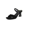 Sandalias de tacón grueso estilo francés, nuevos zapatos de mujer para el verano 2026, sandalias de tacón alto, blanco roto, que aumentan la altura