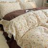 Estilo Princesa Francesa Cama Cuatro Piezas Mariposa Corte Flor Funda de Edredón Sábana Cama Hermosa Hada Ropa de Cama Cubrecama de Tres Piezas