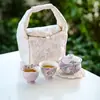 Juego de Té Wisteria Chunying Pintado a Mano de Fábrica Set Conveniente Cerámica Gaiwan Taza de Té Utensilios Especiales para Preparar Té Regalo de Inauguración