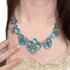 Collar de Flor Azul para Mujer, Cadena para Clavícula, Cadena Pesada de Lujo Ligero, Nuevo Modelo 2026, Accesorio para Vestidos de Noche de Gama Alta