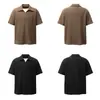 2687 Retro Americano Tejido de Gofre Pesado 300g Diseño Falso de Dos Piezas Camiseta Suelta de Manga Corta para Hombre High Street