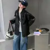 Chaqueta de cuero de otoño para niñas, top de longitud media de nuevo estilo con solapa, chaqueta de cuero de moda para niñas