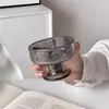 Vaso Alto de Helado Rayado Vertical Estilo Ins, Vaso de Postre de Vidrio, Vaso para Helado y Pudín, Vaso para Postre de Té de la Tarde, Vaso para Yogur