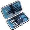 Set azul de 18 piezas de pinzas para cutícula set de cortaúñas cortaúñas de belleza cortaúñas de pedicura herramienta cortaúñas LOGOTIPO