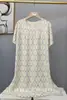 Novo Pijama de Algodão e Seda 2025 para Mulheres, Verão Fino Tamanho Grande, Vestido Longo de Algodão Artificial de Manga Curta para Usar por Cima