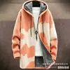 Cardigan com zíper e capuz de algodão para homem, padrão irregular transfronteiriço, estampa colorida, modelagem solta, venha para a foto, DIY