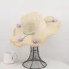 Sombrero de Sol Tulipán con Flecos de Rafia Estilo Fresco y Sencillo para Mujer, Sombrero de Paja con Protección Solar para Vacaciones en la Playa de Verano