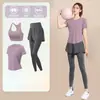 Traje Deportivo de Tenis, Ropa de Entrenamiento de Manga Corta para Mujer, Ropa de Secado Rápido para Correr al Aire Libre, Camisetas de Bádminton de Aspecto Adelgazante, Ropa de Fitness