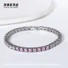 Pulsera Tenis de Acero Inoxidable 316 Color Aguamarina con Circonita, Brillante y que no se decolora, Lujo de Nicho con un Toque de Alta Gama, Acero de Titanio