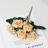 Flores Artificiais de Alta Qualidade, Buquê de Rosas com 5 Cabeças, Arranjo de Flores Artificiais para Decoração de Casa, Atacado do Fabricante, Adereços para Fotografia de Casamento
