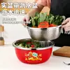 Venta al por mayor del fabricante Lavabo doméstico de acero inoxidable, Lavabo engrosado para lavar verduras, Bol para mezclar masa, Bol para sopa, Bol redondo festivo engrosado multifuncional
