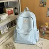 Mochila de Cuadros Estilo Nuevo 2026 Gran Capacidad Casual Estilo Coreano Estilo Universitario Mochila Escolar para Secundaria y Preparatoria para Mujeres