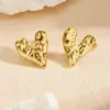 Estilo europeo y americano,, forma de corazón, acero inoxidable, chapado en oro, aretes, broqueles, para mujer, exquisitos, forma de corazón irregular, joyería para orejas