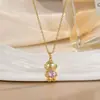 Collar de Trébol de Cuatro Hojas Estilo Coreano Ins de Moda Más Vendido con Flor Pequeña Microincrustada con un Toque de Lujo, Cadena para Clavícula que No se Desvanece, Venta al por Mayor de Lujo Ligero