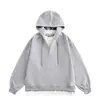 Ropa Casual de Trabajo Diseño de Nicho Sudadera con Capucha Falsa de Dos Piezas para Mujer en Otoño e Invierno, Tops Populares de Estilo Perezoso Casual y Versátil