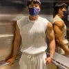Regata esportiva de seda gelada masculina secagem rápida respirável treinamento fitness slim colete muscular sem mangas comércio exterior transfronteiriço atacado