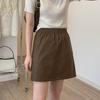 Falda corta de cuero de alta calidad, línea A, protección ambiental, para mujer, otoño e invierno, nueva, color caqui, elegante, a la moda, versátil, de cintura alta