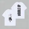 T-Shirt Europeia Transfronteiriça TamanhoXm para Casal S.Coups X Mingyu Concerto Mesma Estampa de Letras T-Shirt de Fã Kpo