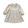 Vestido Coreano de Otoño 2026 para Niña con Bordado de Lazo, Vestido Dulce para Niña con Cuello de Muñeca, Vestido Infantil Estampado de Manga Larga
