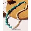 Collar de perlas con costuras turquesas de verano para mujer, estilo europeo y americano, con cadena de perlas de agua dulce AB, estilo festivo de moda 54