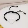 Pulsera de la Suerte Trenzada con Forma de Corazón Cortado de Acero Inoxidable, Estilo Sencillo y de Moda, Regalo para Pareja en Fiesta Navideña, Venta al por Mayor