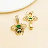 Accesorio de colgante de libélula, abeja, mariposa hueca con microincrustaciones de circonita, chapado en oro de 18k sobre cobre, para llavero de bricolaje, joyería