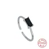 Anillo Abierto Cuadrado de Diamante de Plata de Ley S925 Anillo Europa y América Venta Caliente Moda ins Simple Creativo Anillo Abierto