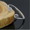 Pulsera Artesanal Vintage Estilo Étnico Dz Tailandia Chiang Mai con Diseño Abierto, Patrón Grabado en Plata Tailandesa, Accesorio de Pulsera Unisex