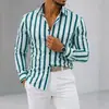 Camisa casual de rayas para hombre de exportación de Amazon, elegante camisa de manga larga con tacto premium, resistente a las arrugas, venta al por mayor desde la fábrica de origen