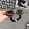 Goma para el pelo con lazo de cinta de pedrería brillante de alta gama, estilo dulce y fresco para mujer, adecuada para el uso diario y peinados exquisitos