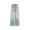 Jeans Vintage Lavados Desgastados HeyHenry Mujer Cintura Alta Adelgazantes Pierna Recta Suelta Azul Claro Pantalones Largos Hombre Otoño