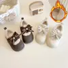 Sapatos de Algodão Infantis Inverno Novo Estilo Meninas Com Pelúcia Quente Laço Sapatos de Bebê Meninos Solado Macio Antiderrapante Sapatos de Feijão