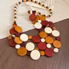 Collar Largo de Cuentas de Madera Retro Transfronterizo Europeo y Americano con Borla de Coco Cadena Bohemia para Suéter Collar Exagerado para Mujer