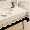 Toalha de mesa estilo luxo leve, à prova d'água e à prova de óleo, novo modelo 2025, luxo leve com toque de alta qualidade, jogo americano retangular lavável